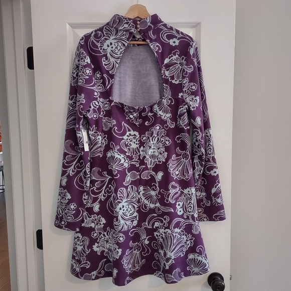 Anthropologie Mock Neck Floral Print Cutout Back Mini Dress - Picture 10 of 16